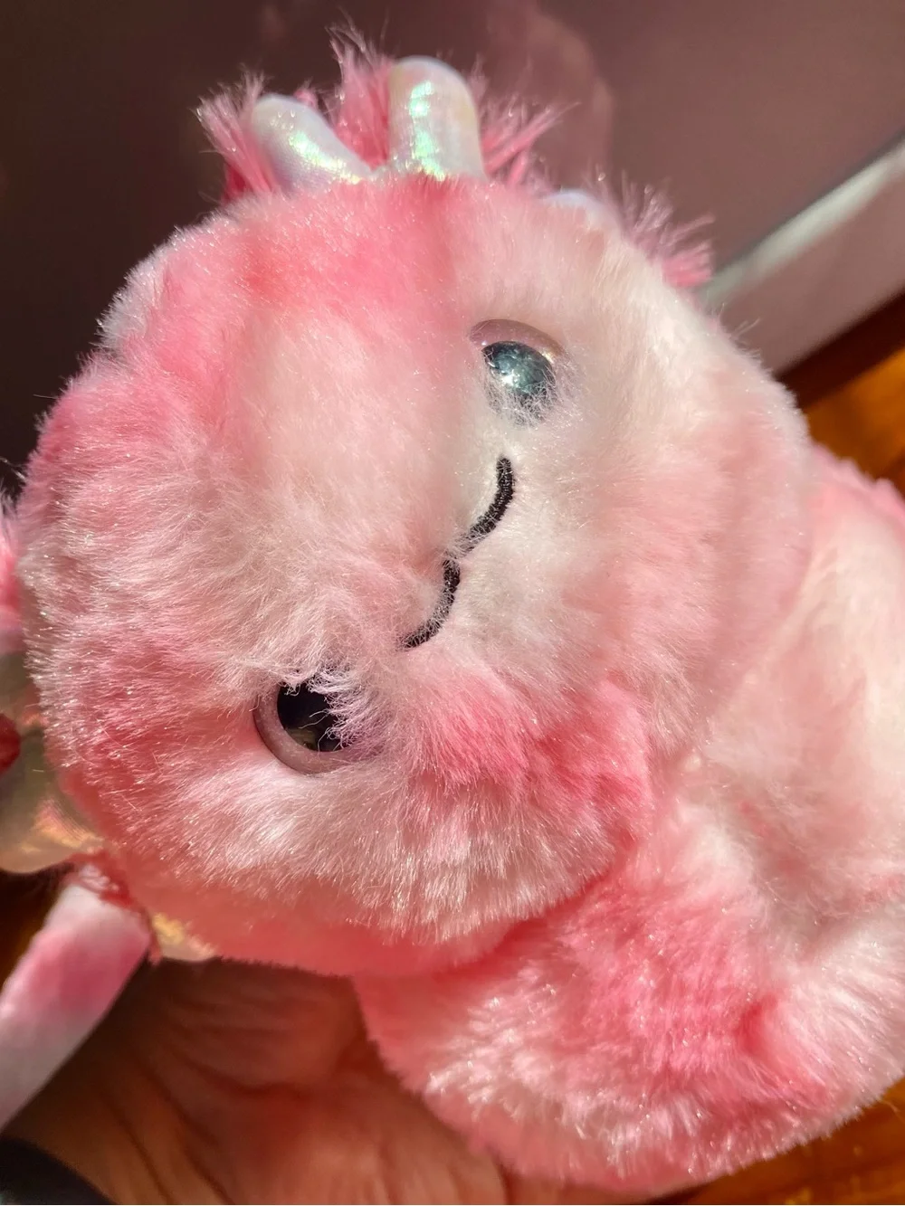 Axolotyl Plush Pink Travel Neck Pillow - Soft Fuzzy Accent